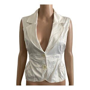 MKM Designs Blouse Womens Large White Sleeveless Tie Back